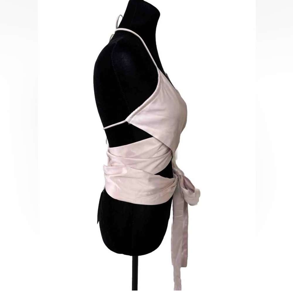 NWT Lioness Top XL Hands Off Me Satin Wrap Crop Blush Wear Multi Ways Festival - Picture 8 of 13